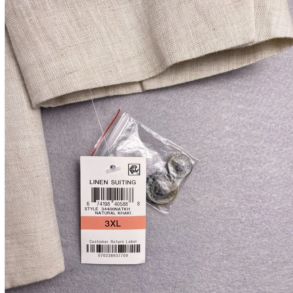 Tasso Elba Blazer NWT Mens 3XL Natural Khaki Island 100% Linen Sport Coat
